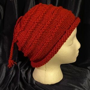 Red Hand Knit RESIST Hat - one size fits all